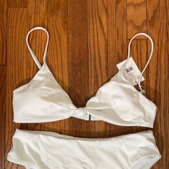 Andie bikini Set Santorini Top 90s High Waisted Bottom White size L NWT - Picture 4 of 14
